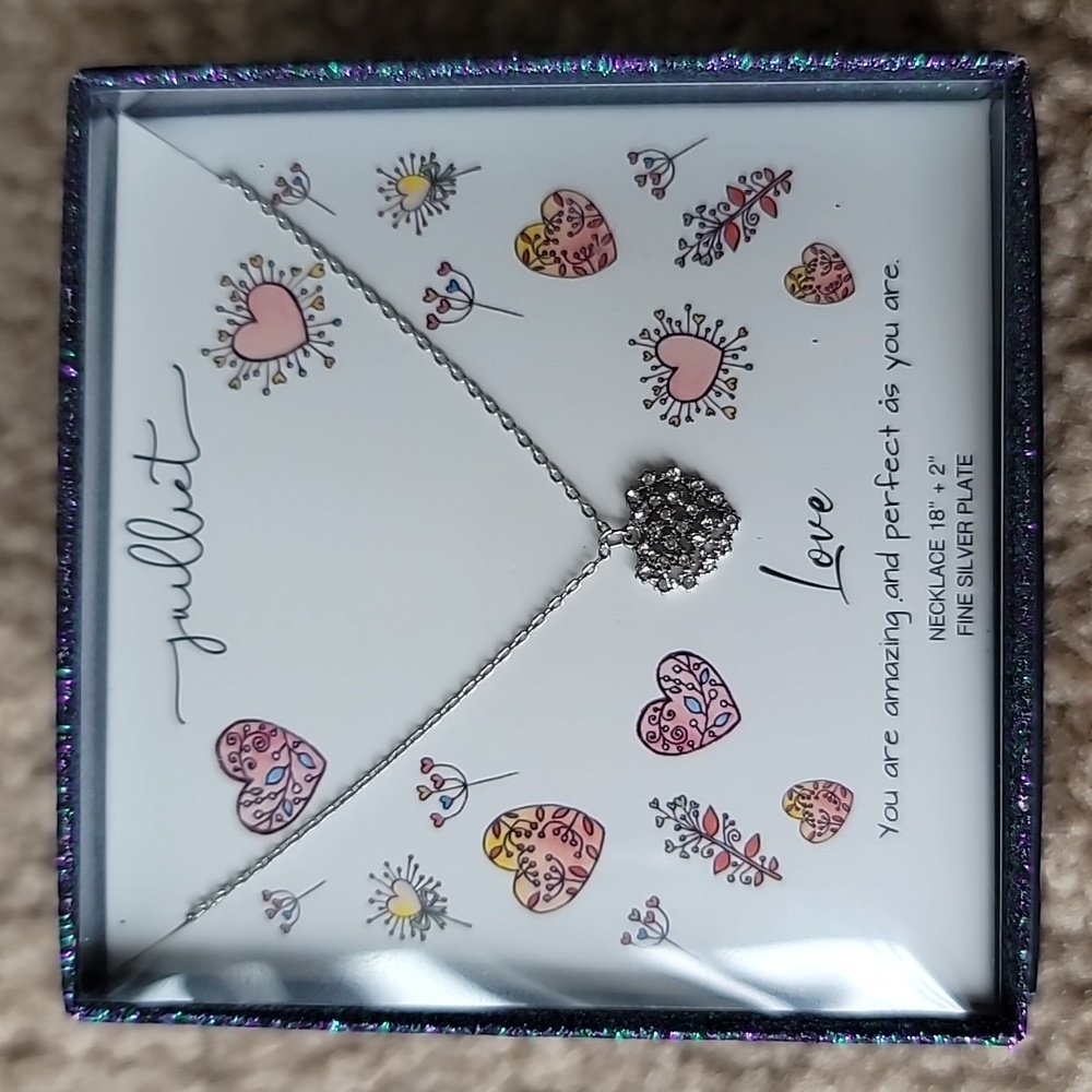 Juilliet 'Love' Silver Plated Necklace Size 18" Color Silver New In Box